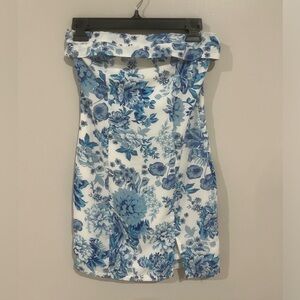 Blue white Homecoming dress